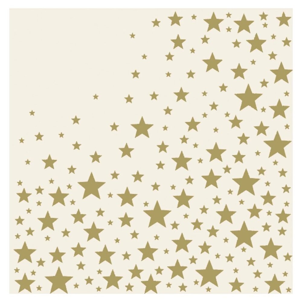 Paper Napkins Shining Stars 1 pack of 20 / Hester & Cook Ivory & Gold NIP